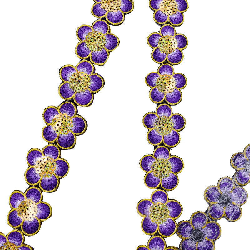 Ciruela bordado de tela de encaje rendimiento hanfu antiguo traje Ropa Decoración parche Pegatinas de planchado accesorios de encaje largo