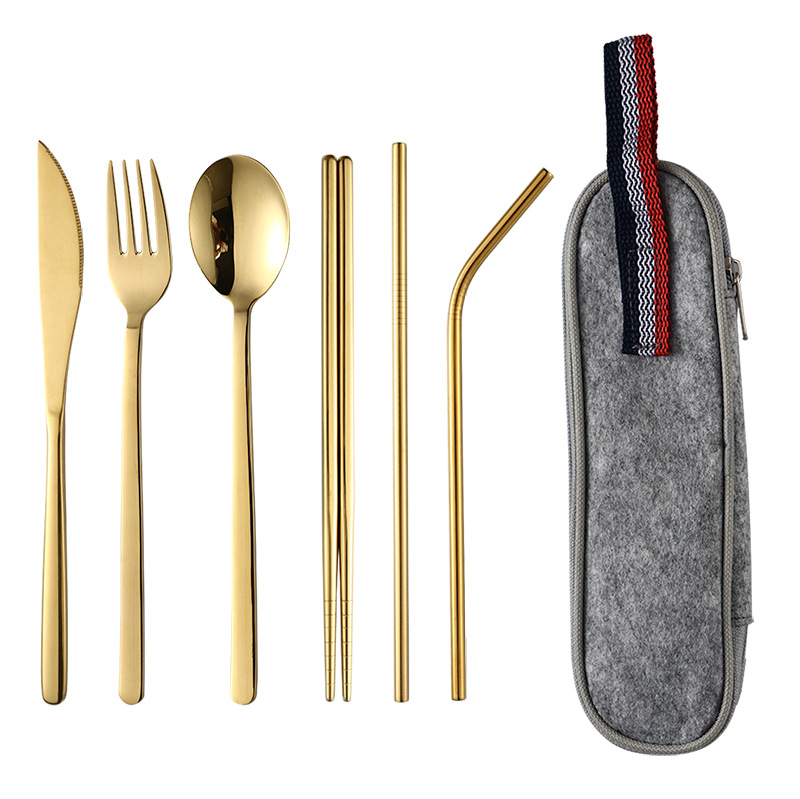 Acero inoxidable coreano portátil vajilla al aire libre viaje camping cuchillo tenedor cuchara vajilla traje