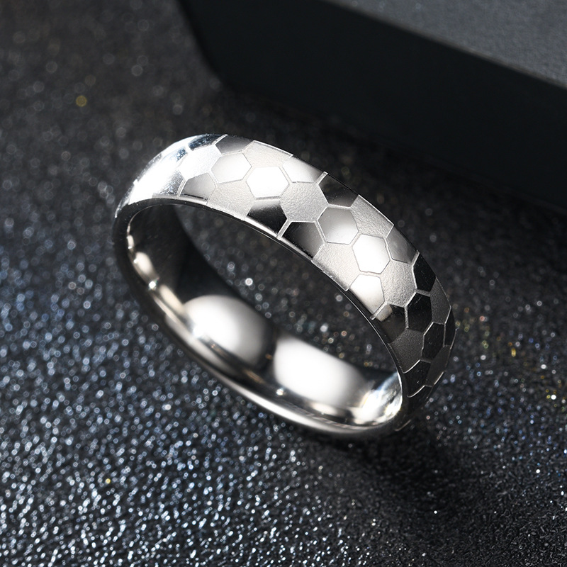 Fashion Football Pattern Stainless Steel Ring Wholesale Nihaojewelry display picture 7