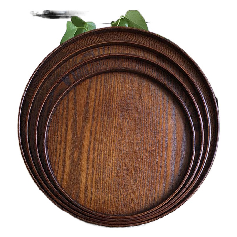 Zhenbaomu gran pintura disco de madera restaurante que sirve arroz anti-escaldado plato de madera japonés y coreano comida occidental bandeja de té gran cantidad de descuento