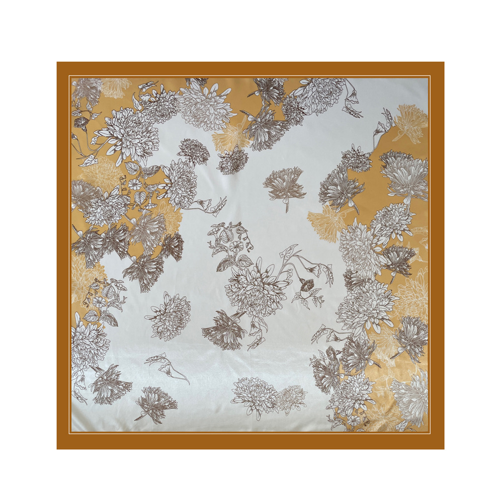 Women's Large Square Silk Scarf 90x90cm Retro Style Print Headscarf Middle Eastern Satin Fashion Accessory_voghion.com