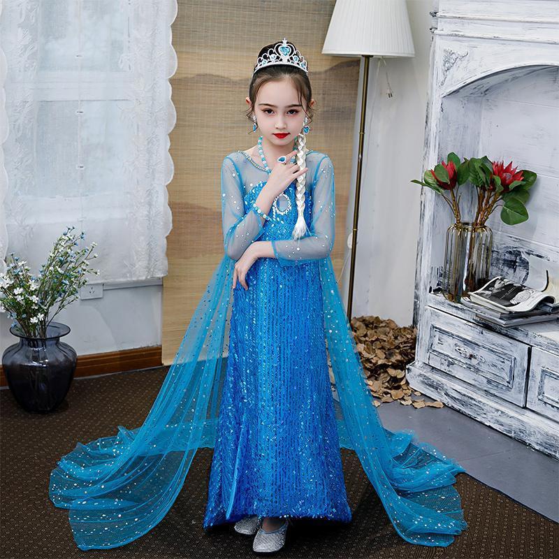 Princess Dress Women's Summer Ice and Snow New Dress Aisha Skirt Elsa Skirt Girls Summer Dress