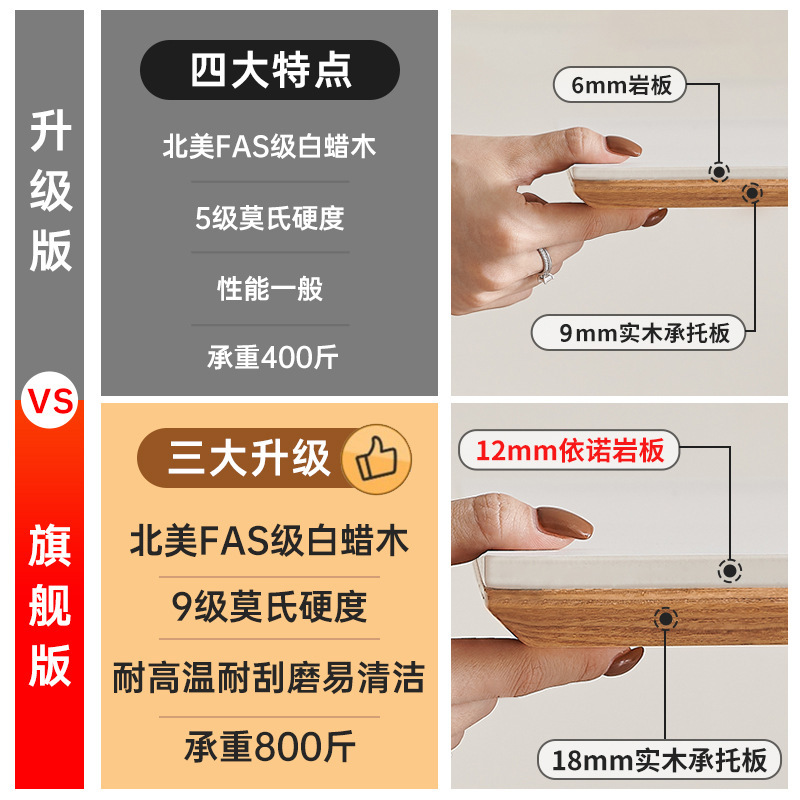 De estilo japonés de madera maciza Placa de roca mesa de comedor hogar pequeño apartamento rectangular mesa de comedor moderna simple de madera maciza pura Mesa blanca y silla combinación