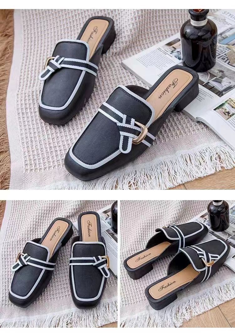 Baotou Zapatillas De Verano De Medio Soporte Prendas De Vestir Exteriores De Mujer Red Nueva Versión Coreana Sandalias Y Zapatillas Antideslizantes Informales Ligeras Y De Tacón Bajo_voghion.com