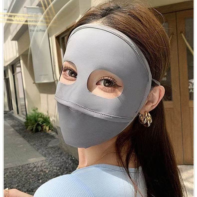 Summer Sun Protection Ice Silk Mask, Thin Ice-Feel Panda Eye Mask, Breathable Uv Face Mask, Sunshade Mask