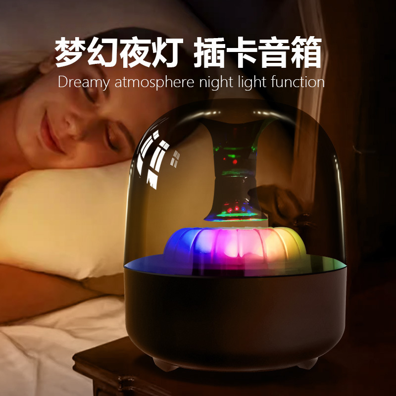 新製品水晶無線bluetoothスピーカー家庭用デスクトップ便利な七色灯ラジオ透明オーディオコンピュータカード|undefined