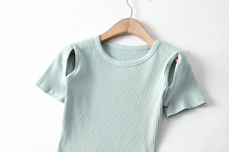 hollow fashion strapless short-sleeved T-shirt NSAC49929