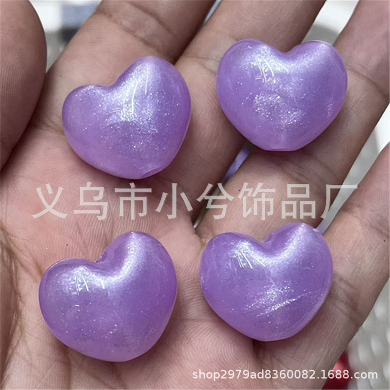22mm多彩珠光胖爱心直孔珠diy饰品手机链串珠笔钥匙扣包链等配件|undefined