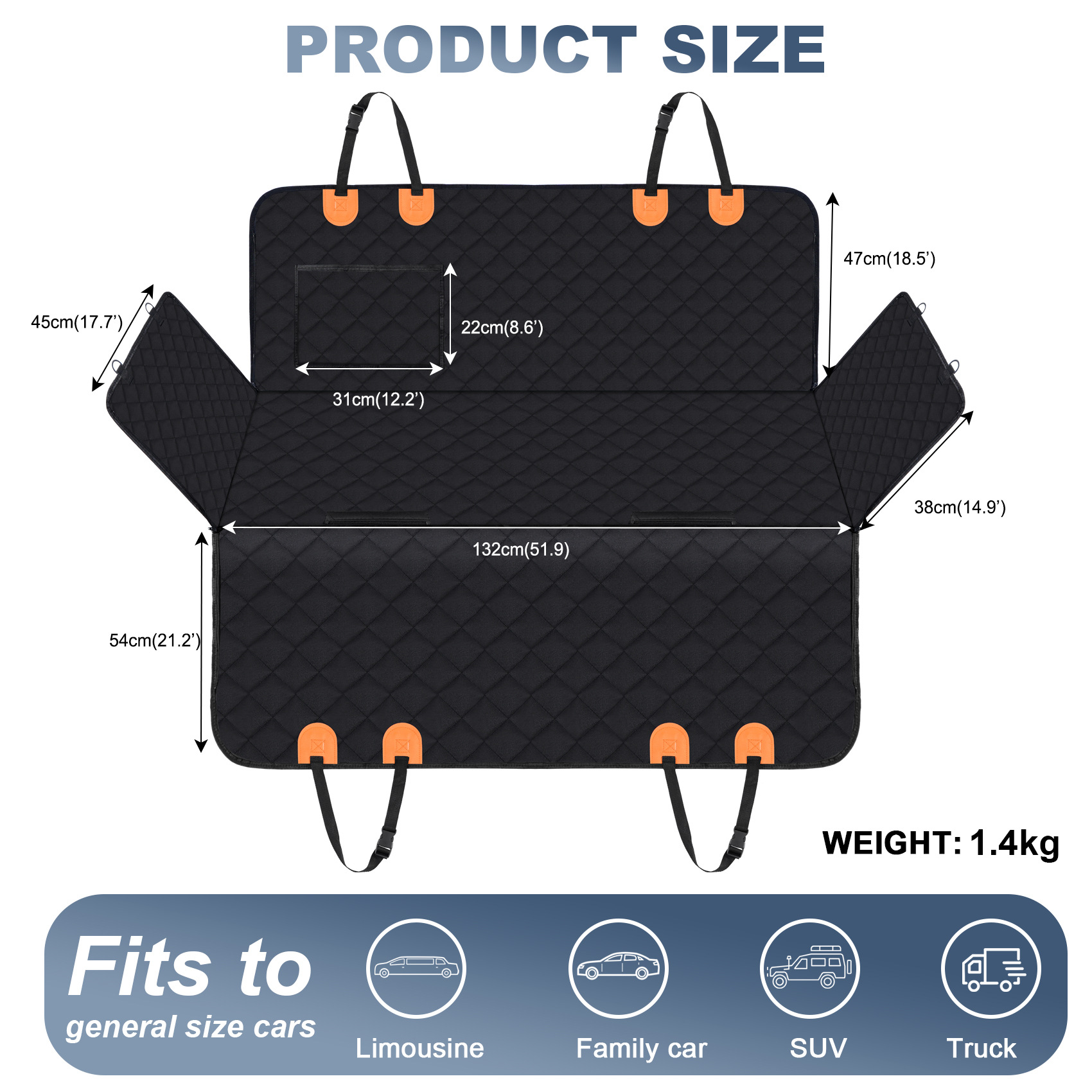 Impermeable para mascotas estera del coche cuatro estaciones universal mascota estera del coche sólido asiento trasero tronco coche control central nido