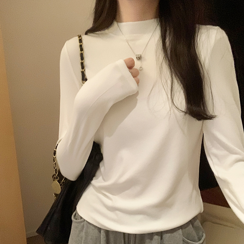 Hot-Selling New Half-High Collar Knit Sweater Top for Women 2025 Autumn and Winter Stretch Brushed Ribbed Soft and Cozy
