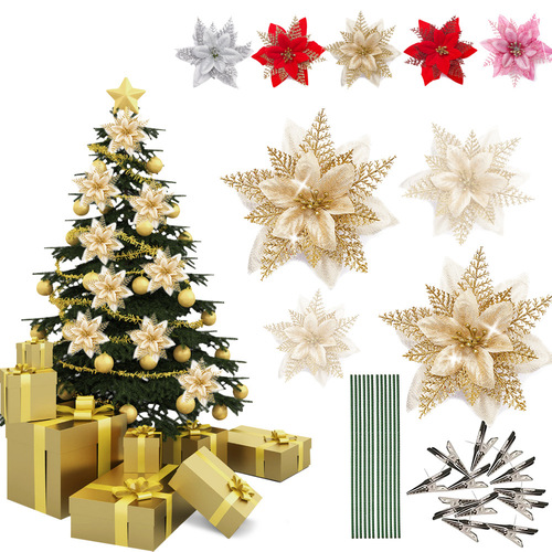 new Christmas flower simulation plastic flowers decorated Christmas tree Christmas accessories wreath material hot style