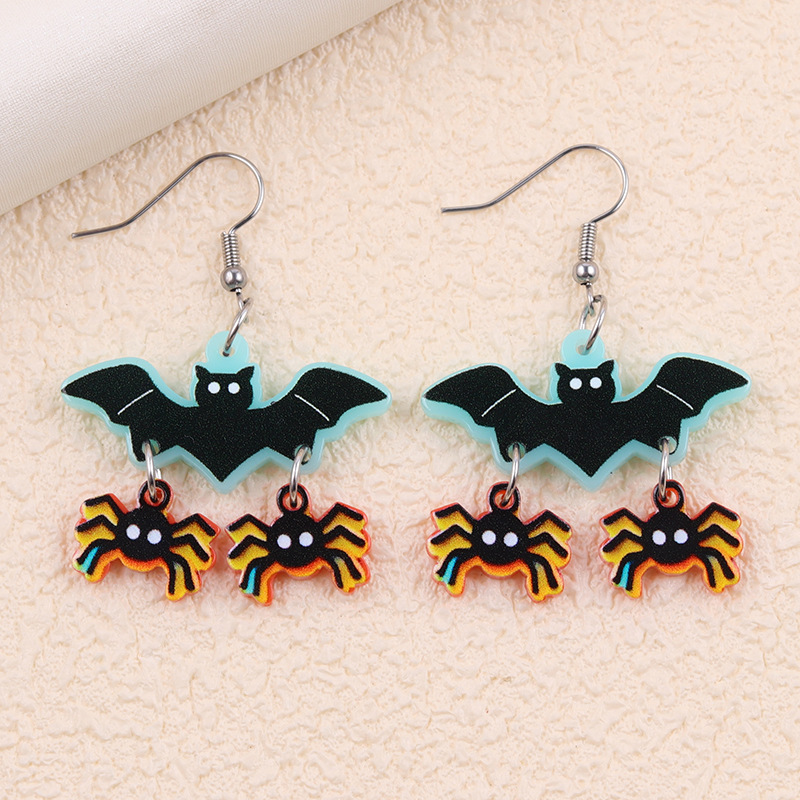 クロスボーダーハロウィン要素クリエイティブイヤリングコントラストカラーゴーストアクリルイヤリングファッショナブルでクールなイヤリングイヤリング女性用|undefined