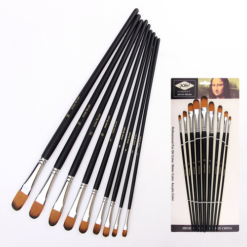 Amazon oil paint brush black long pole nylon hair brush set student art painting materials watercolor brush acrylic pen
