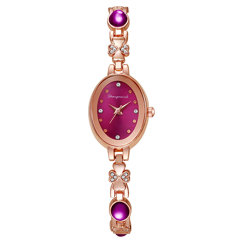 Joyería de lujo ligera con diamantes de cuarzo oval reloj de pulsera de mujer de alto valor visual temperamento de moda simple