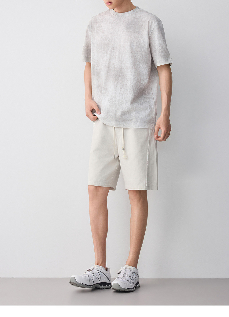 Áo thun nam tay ngắn cổ tròn chất liệu lanh cotton phong cách đường phố — màu cà phê chi tiết 21
