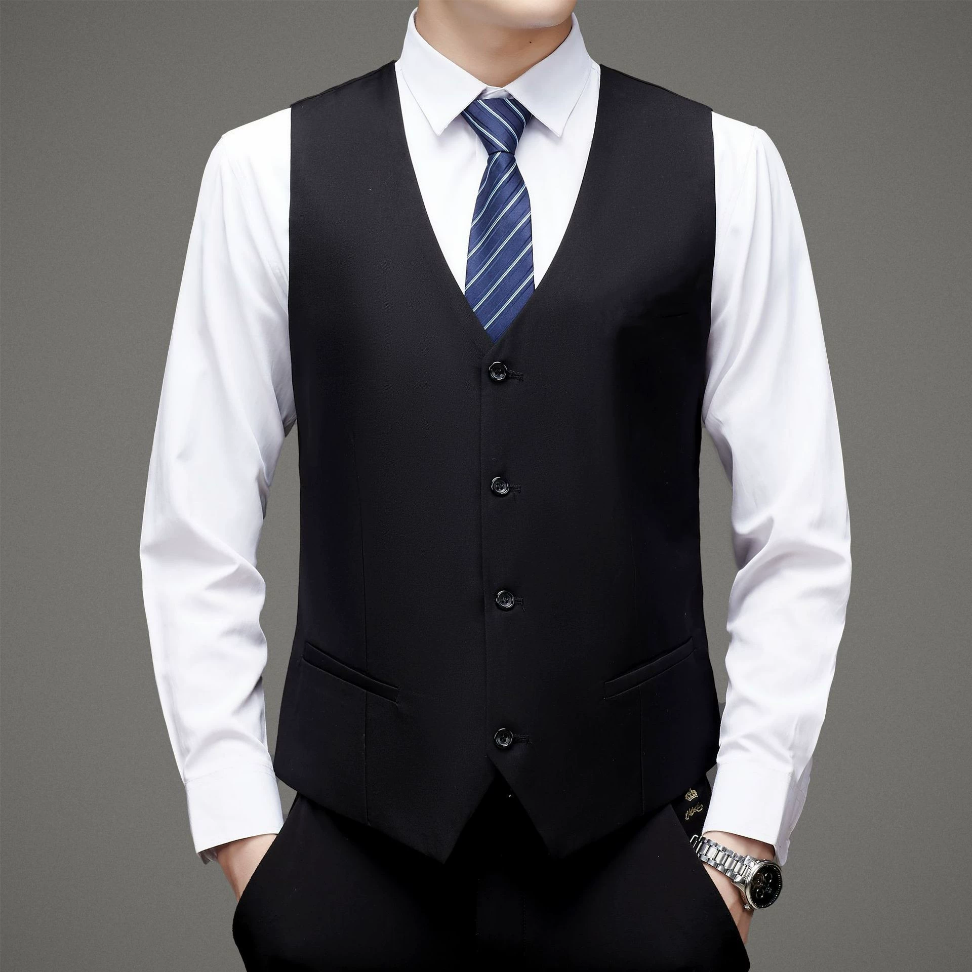 Мужской жилет новый slim fit в корейском стиле, мужской жилет для работы, жилет для женихов, профессиональная одежда, мужской жилет
