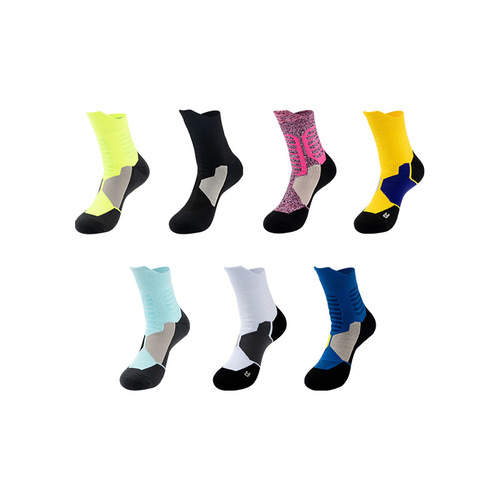 Outdoor hiking shock-absorbing towel sports socks Competition training multi-color sports cycling running basketball socks