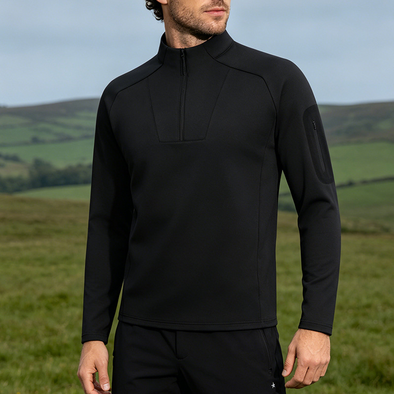 Men's Half-Zip Sports Long-Sleeve T-Shirt, Desan Alternative Sports Sweatshirt, Fitness Outdoor Functional Taped Top for Autumn
