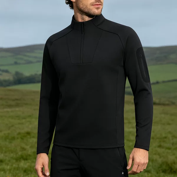 Men's Half-Zip Sports Long-Sleeve T-Shirt, Desan Alternative Sports Sweatshirt, Fitness Outdoor Functional Taped Top for Autumn