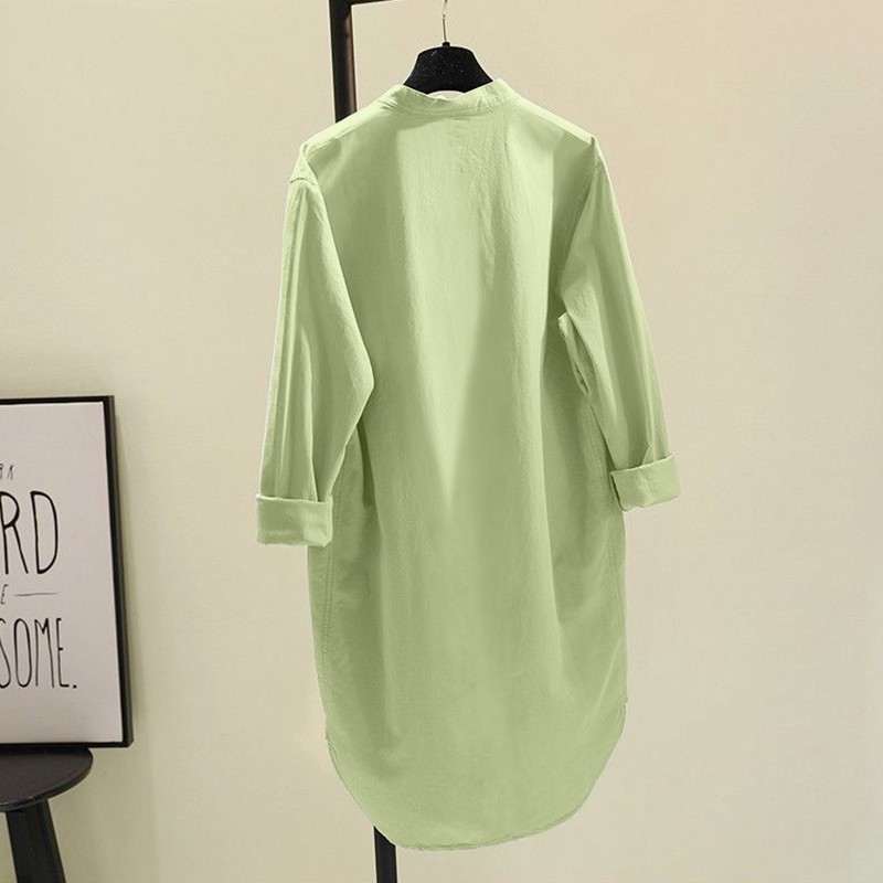Round Neck Neckline Wholesale Women's Casual Style Japanese And Korean Leisure Solid Color Long Sleeve Blouses