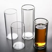 透明杯高硼耐热玻璃直身水杯薄底长绿茶简约直筒双层隔热牛奶杯