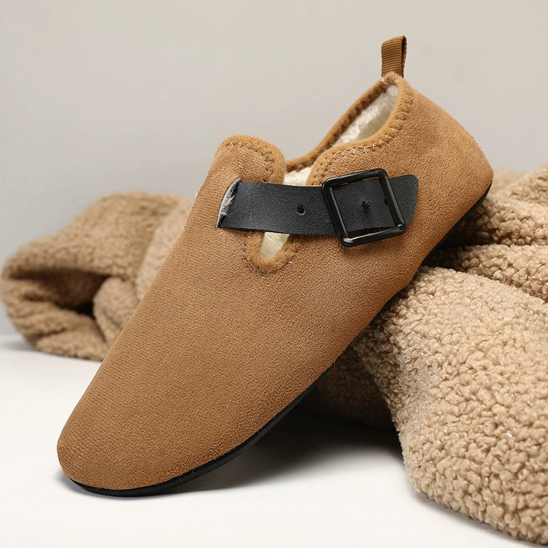 Британские зимние однотонные домашние хлопковые тапочки, домашние мягкие мужские и женские парные Сумки на каблуке, утолщенные плюшевые Тапочки