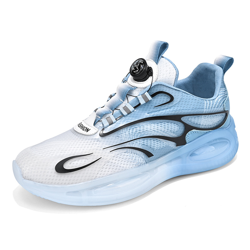 Zapatillas Deportivas Casuales Blancas de Malla con Hebilla Giratoria para Hombre, Transpirables, con Amortiguación de Aire, Novedad 2025