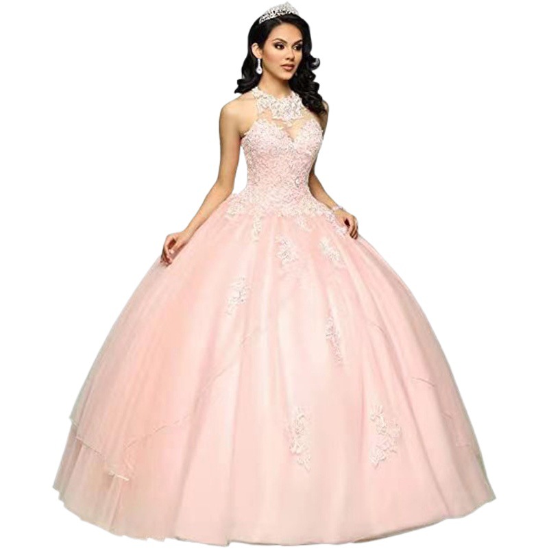 Vestido de noche para comercio exterior, nuevo estilo 2025, cuello en V, transparente, Amazon AliExpress wish, encaje, sin mangas, sexy image 1