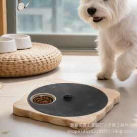 可旋转木质狗抓板实木宠物零食抓板波浪形家用狗抓板狗慢食器