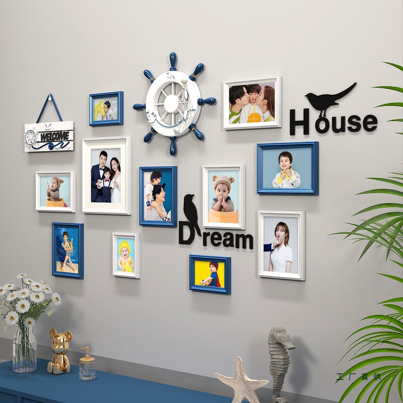 Photo Wall Frame Set for Baby Wall Decoration, No-Drill Wall-Mounted Photo Album Wall, Creative Wall for Children's Photo Wall