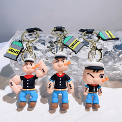 跨境创意卡通大力水手公仔钥匙扣挂件包包汽车钥匙链配饰礼品批发
