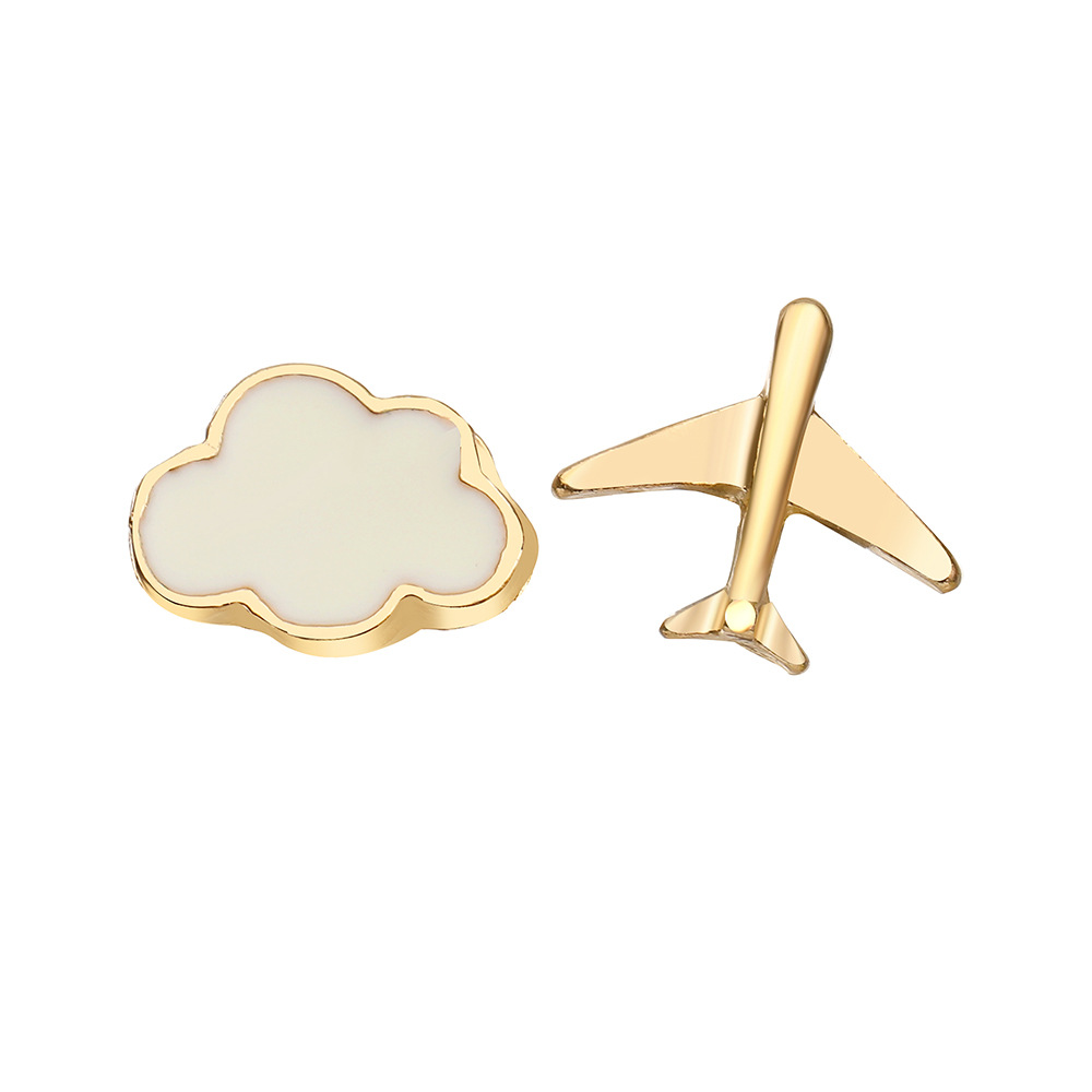 Cute Cloud Airplane Creative Dripping Oil Small Earrings display picture 2