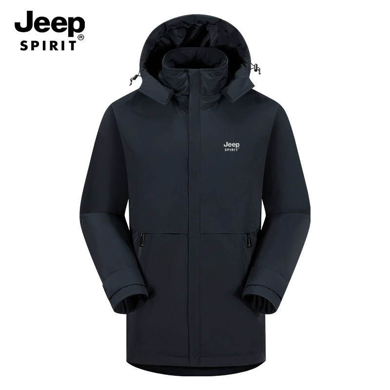 JEEP SPIRIT Winter anti-static keep warm black down jacket for work, increased thickness