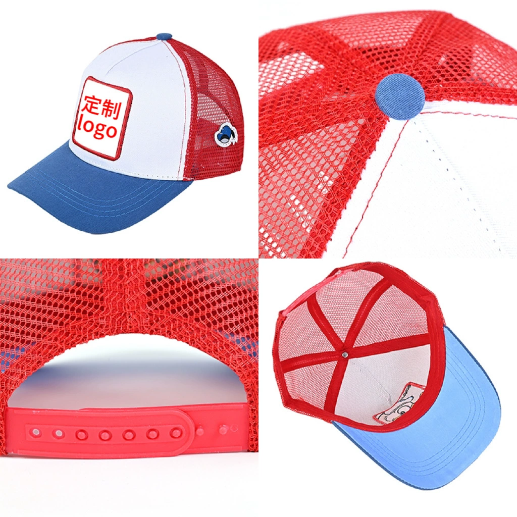 Кепка-тракер с широкими полями, вышивкой в виде мультяшных персонажей (мышь и кролик), дышащая и защищающая от солнца.