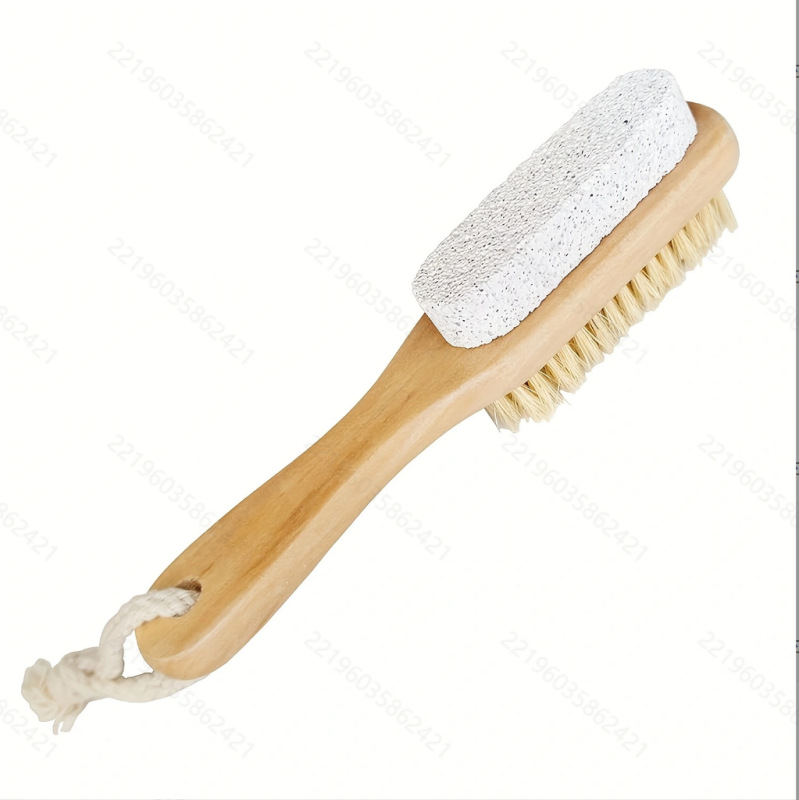 2-in-1 bamboo foot spatula, foot care brush, dead skin exfoliation