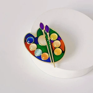 Enamel Colorful Painting Plate Brooch, Classy Niche Classy Corsage Accessories Pin, Waist-Cinching Classy Retro Wholesale for Women