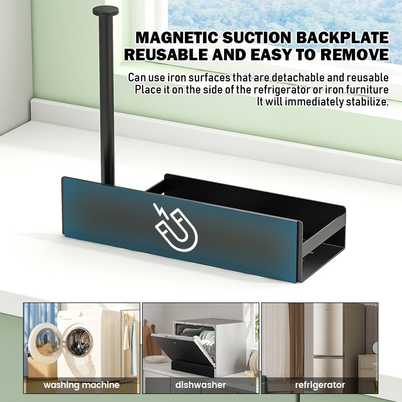 Estante de cocina Refrigerador de absorción magnética Colgante lateral Colgante de pared Estante de condimento de cocina Estante de toallas sin perforación Estante de película de preservación