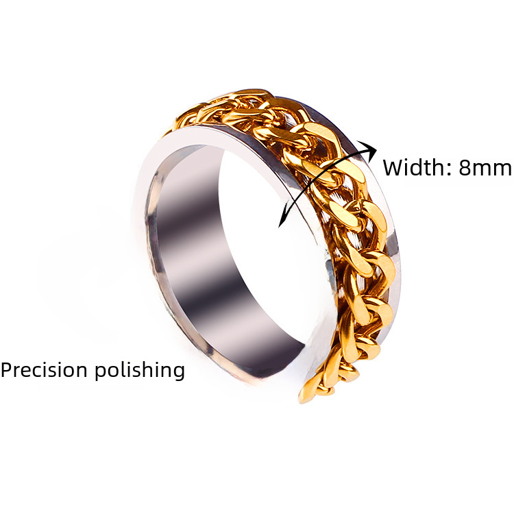 Accessori alla moda in acciaio al titanio caldo, anello a catena girevole in acciaio inossidabile per l'apertura delle bottiglie, anello girevole alla moda per l'apertura delle bottiglie da uomo_voghion.com
