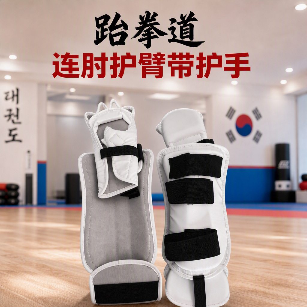 Taekwondo Elbow Protection Arm Guards with Gloves, Made of Thickened Leather Material for Fitness and Boxing Elbow Protection