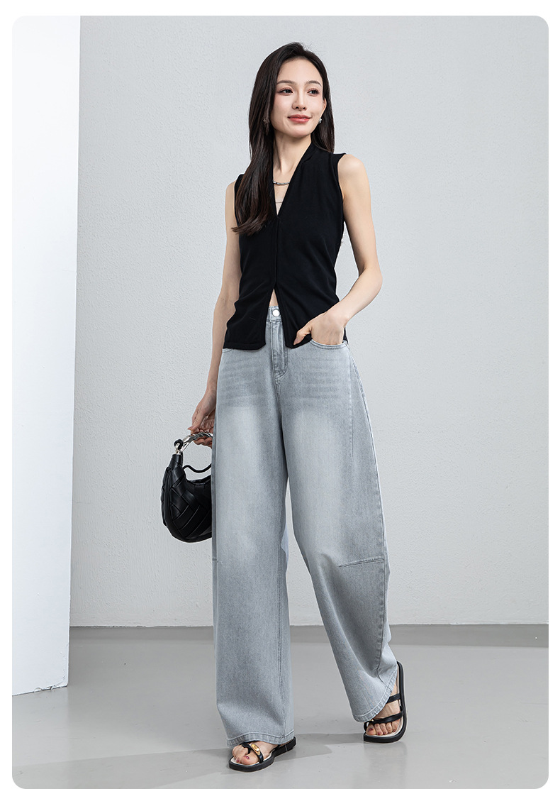 Quần culottes nữ ống rộng cạp cao dáng suông chất liệu tencel mềm mại — màu xám chi tiết 19