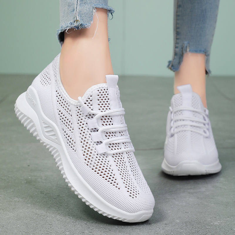 Zapatos mujer 2024 verano nuevos zapatos individuales venta al por mayor transfronteriza zapatos ligeros de suela blanda zapatos deportivos casuales huecos de malla