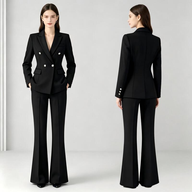 Women's professional suit set, 2026 autumn new collection, black, sophisticated and elegant, suitable for both formal and casual wear, including a blazer and a top Women's professional suit set, 2026 autumn new collection, black, sophisticated and elegant, suitable for both formal and casual wear, including a blazer and a top