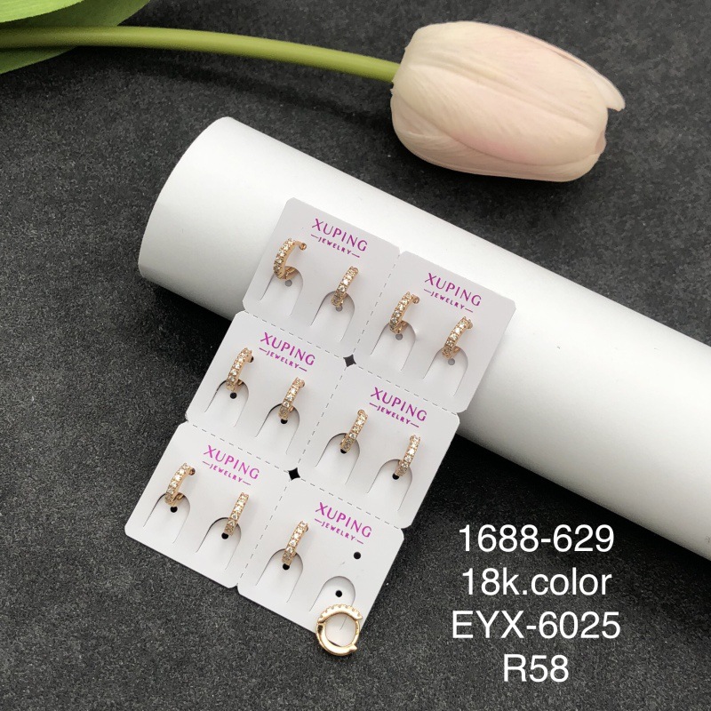 Pendientes de aro Xuping transfronterizos rusos de 18k con incrustaciones de diamantes, joyería de lujo ligero de alta gama al por mayor para mujer. image 29
