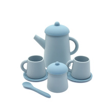 儿童过家家硅胶茶具组合仿真茶壶餐具套装 小孩硅胶水杯茶壶玩具