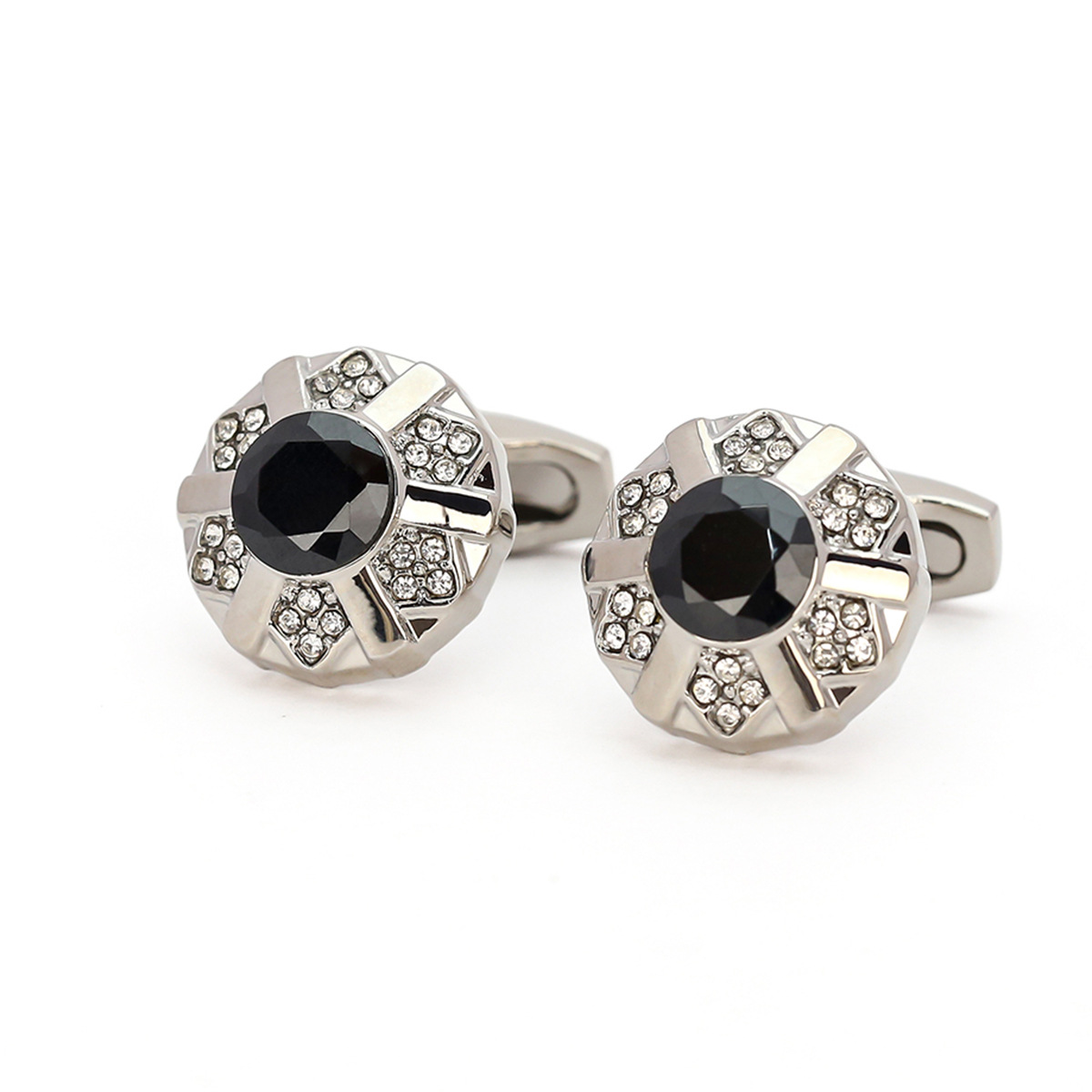 New black crystal French style shirt Cufflinks European and American Diamond Men's Cufflinks cuff links wholesale Cufflinks