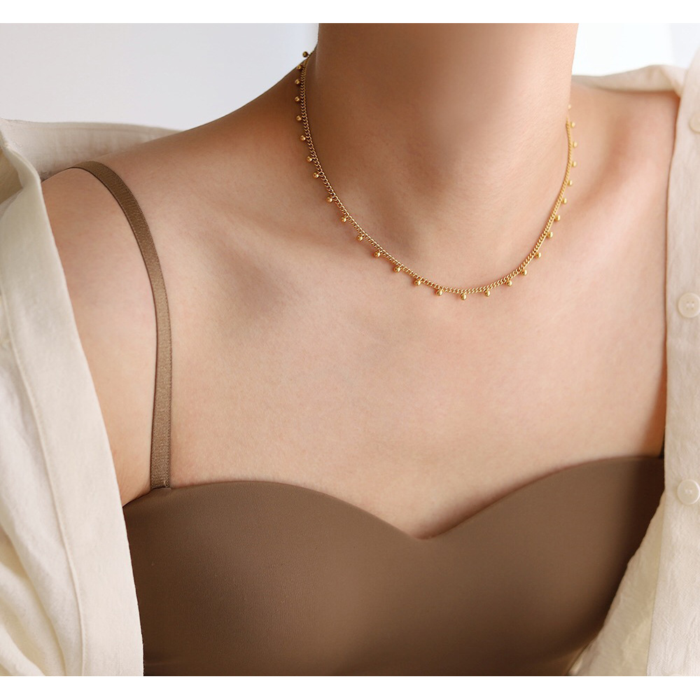 Daily, Street Occasion PVD Coated Real Gold Plated 18K Gold Solid Color 304 Stainless Steel Titanium Steel Retro Waterproof Non Tarnish 304 Stainless Steel Necklace