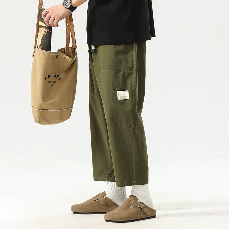 Повседневные брюки, брюки-карго, новинка 2024 года, летние восьмиточечные шаровары, тонкие широкие