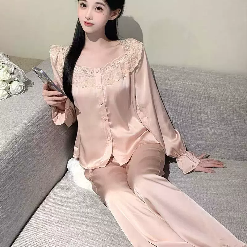 [Мечта] Французский придворный стиль пижамы женские весенние и летние новые брюки с длинными рукавами