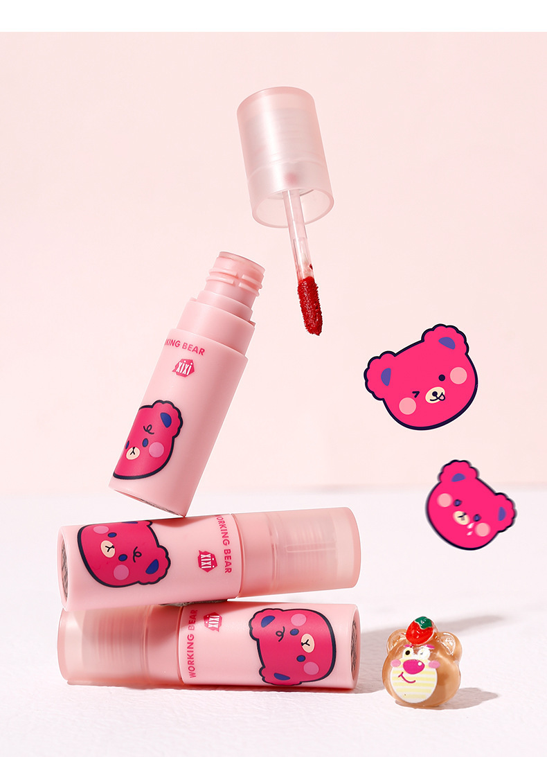 xixi Heartbeat Velvet Mist Air Lip Gloss, Cute Strawberry Bear Soft Mist Lip Mud, makes the lips look fair and tender in autumn and winter without showing lip lines undefined