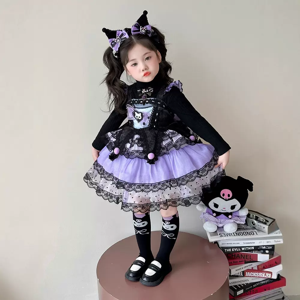女小童甜美洛丽塔库洛米公主裙套装万圣节儿童服装春秋生日礼服裙